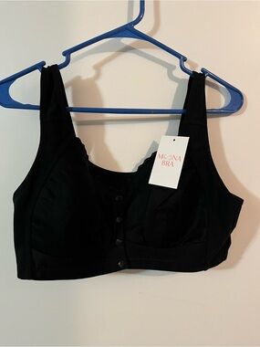 Moona Bra 2XL Black Front-Closure snap Comfort Bra